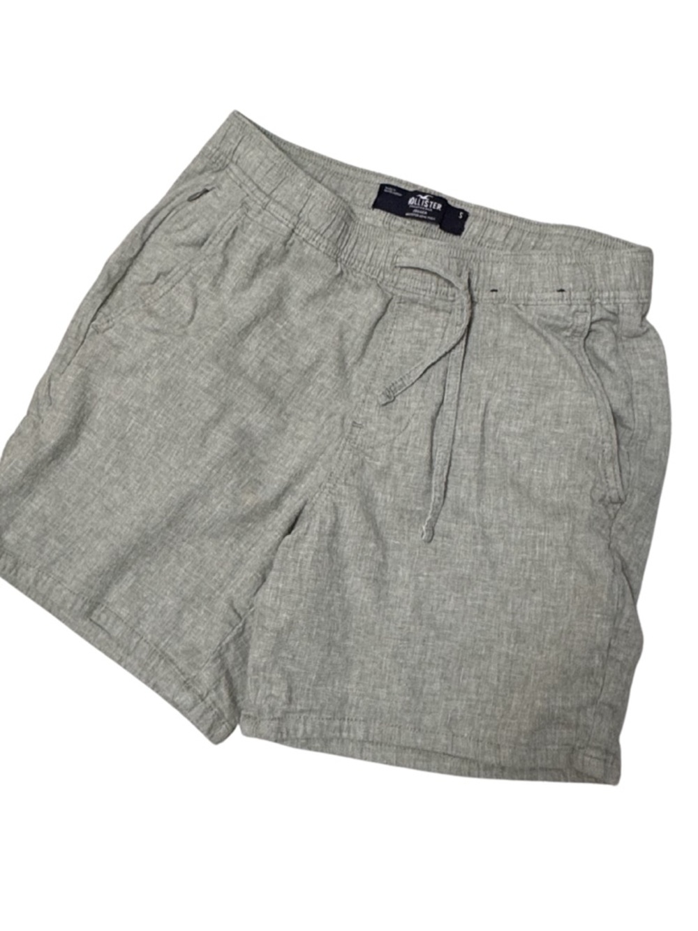 Hollister Light Gray Women's Linen-Blend Drawstring Shorts